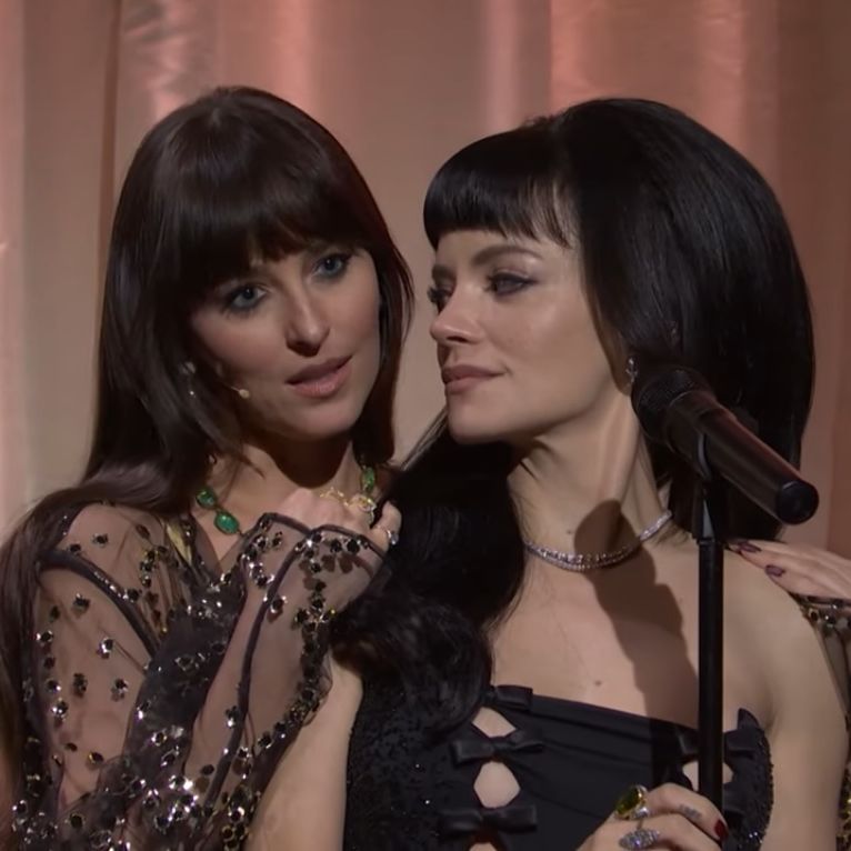 That’s Madeline! A Lingerie-Clad Dakota Johnson Joins Lily Allen On SNL