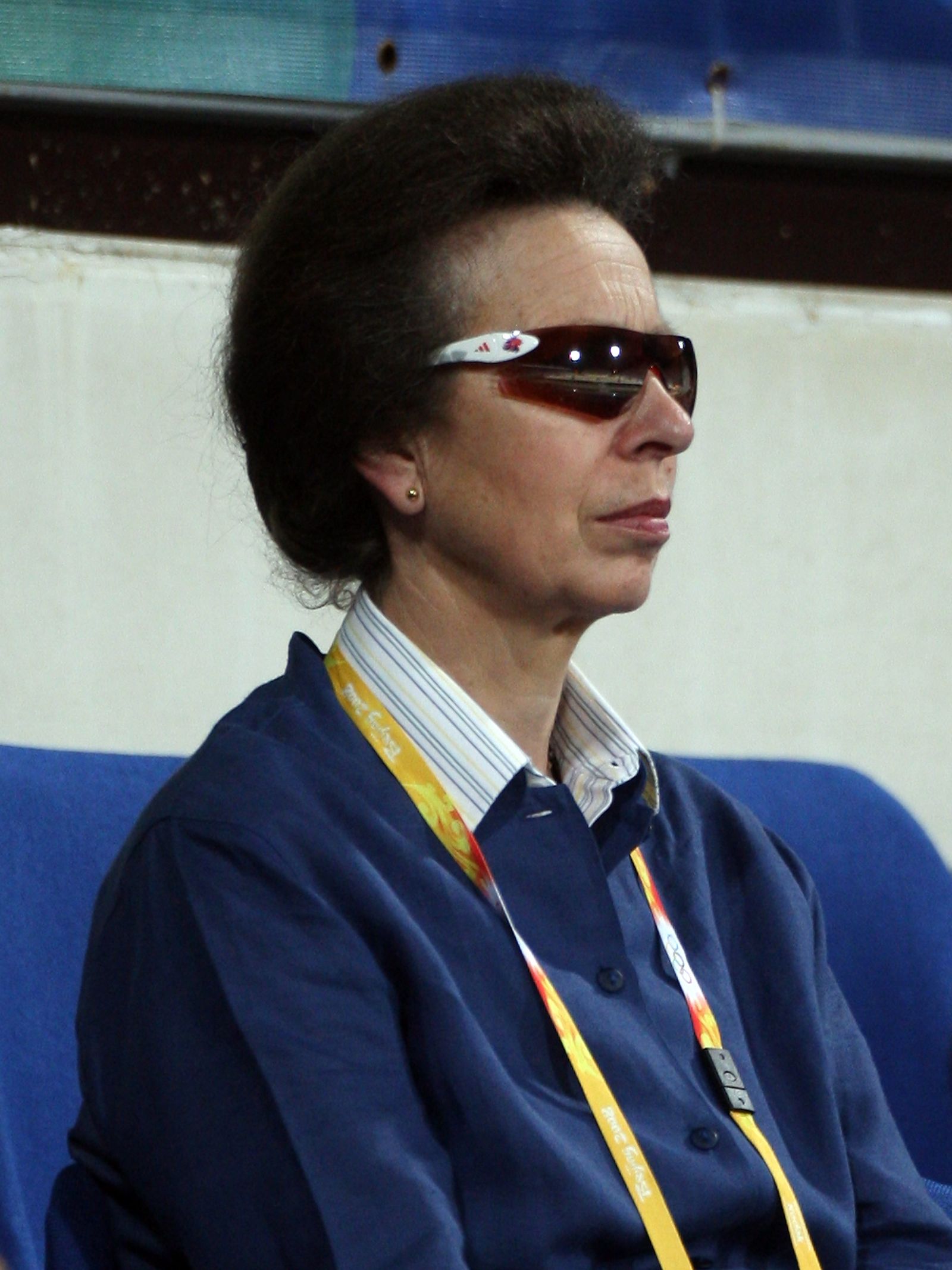 Image may contain Anne Princess Royal Person Accessories Glasses Sunglasses Clothing Coat People Jacket and Face. HONG...