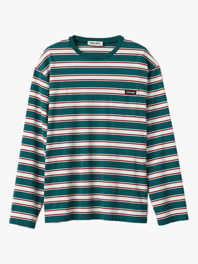 Image may contain: Clothing, Long Sleeve, Sleeve, Shirt, Knitwear, Sweater, and T-Shirt