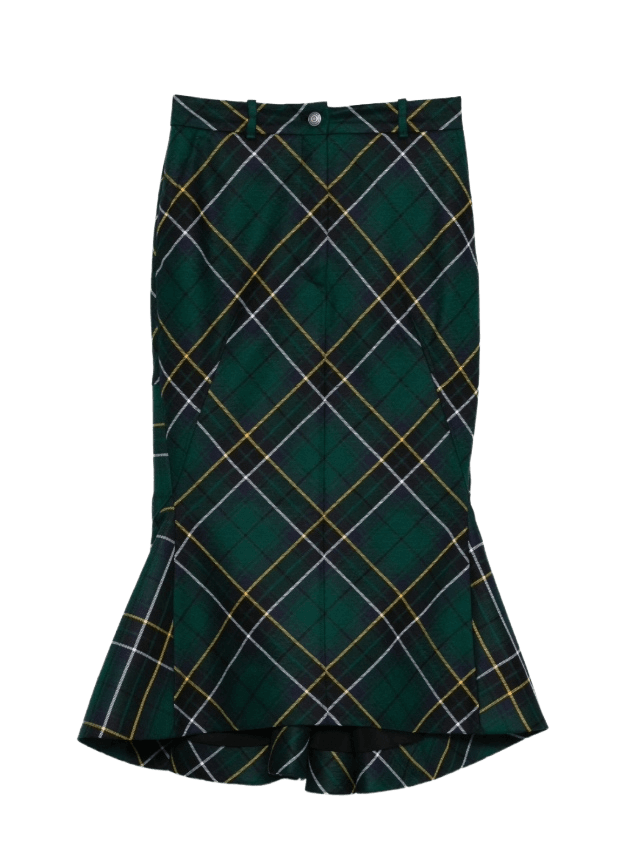 Image may contain: Clothing, Skirt, Tartan, and Kilt