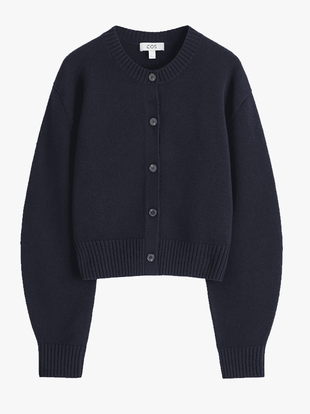 Image may contain: Clothing, Knitwear, Sweater, and Cardigan